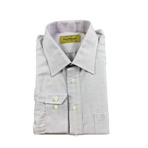 Paul Stuart Mens Purple White Checked Cotton Dress Shirt 16-33 L/S Button Front